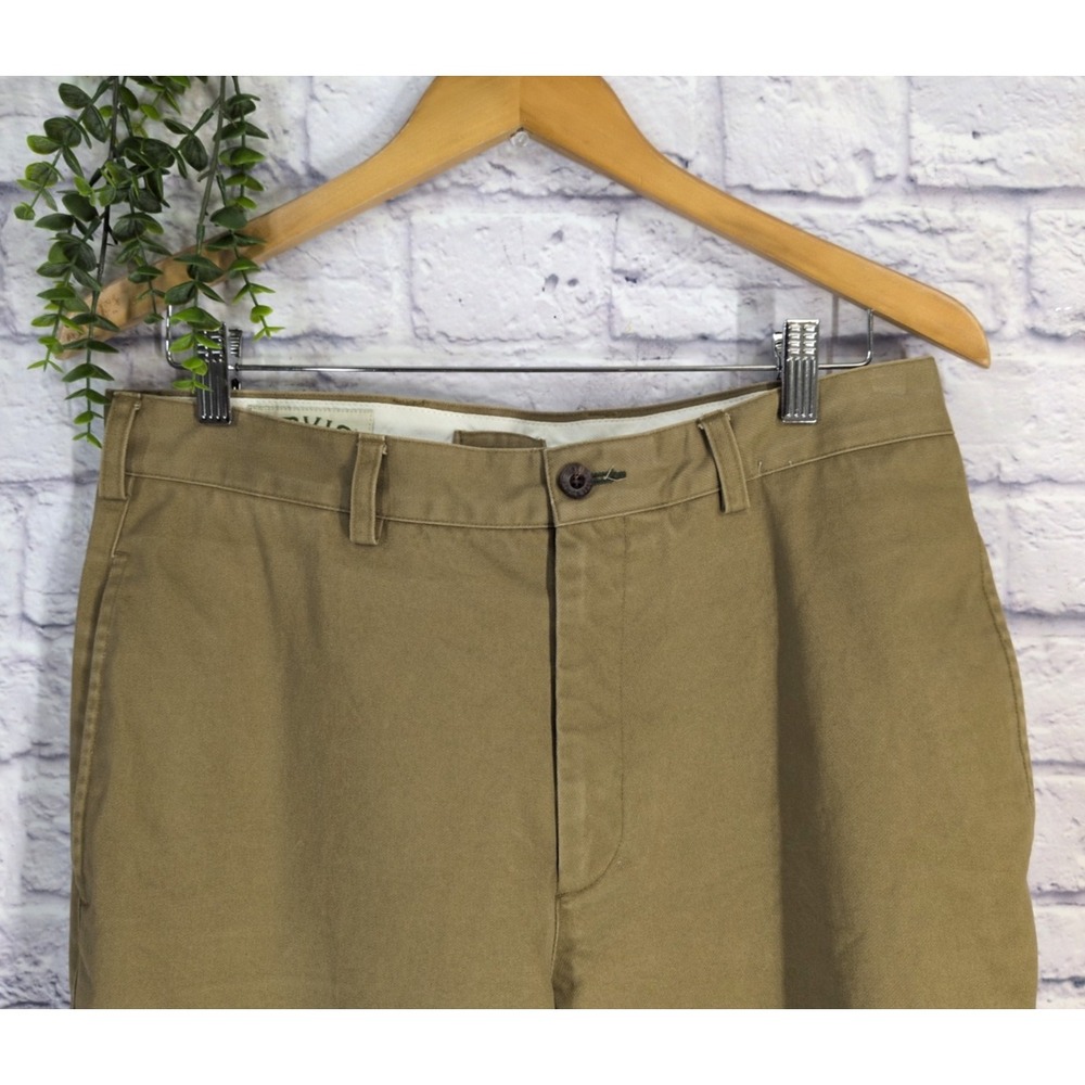 🚨Orvis Mens 33x30 Canvas-Like Durable Pants Flat‎ Front Straight Trousers Zip